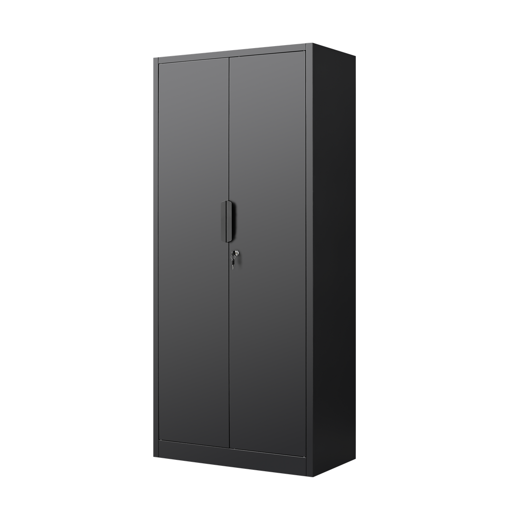 70-Inch Black 2-Door File Cabinet with Lock, 4 Adjustable Shelves, Heavy-Duty Steel Construction for Commercial and Home Offi