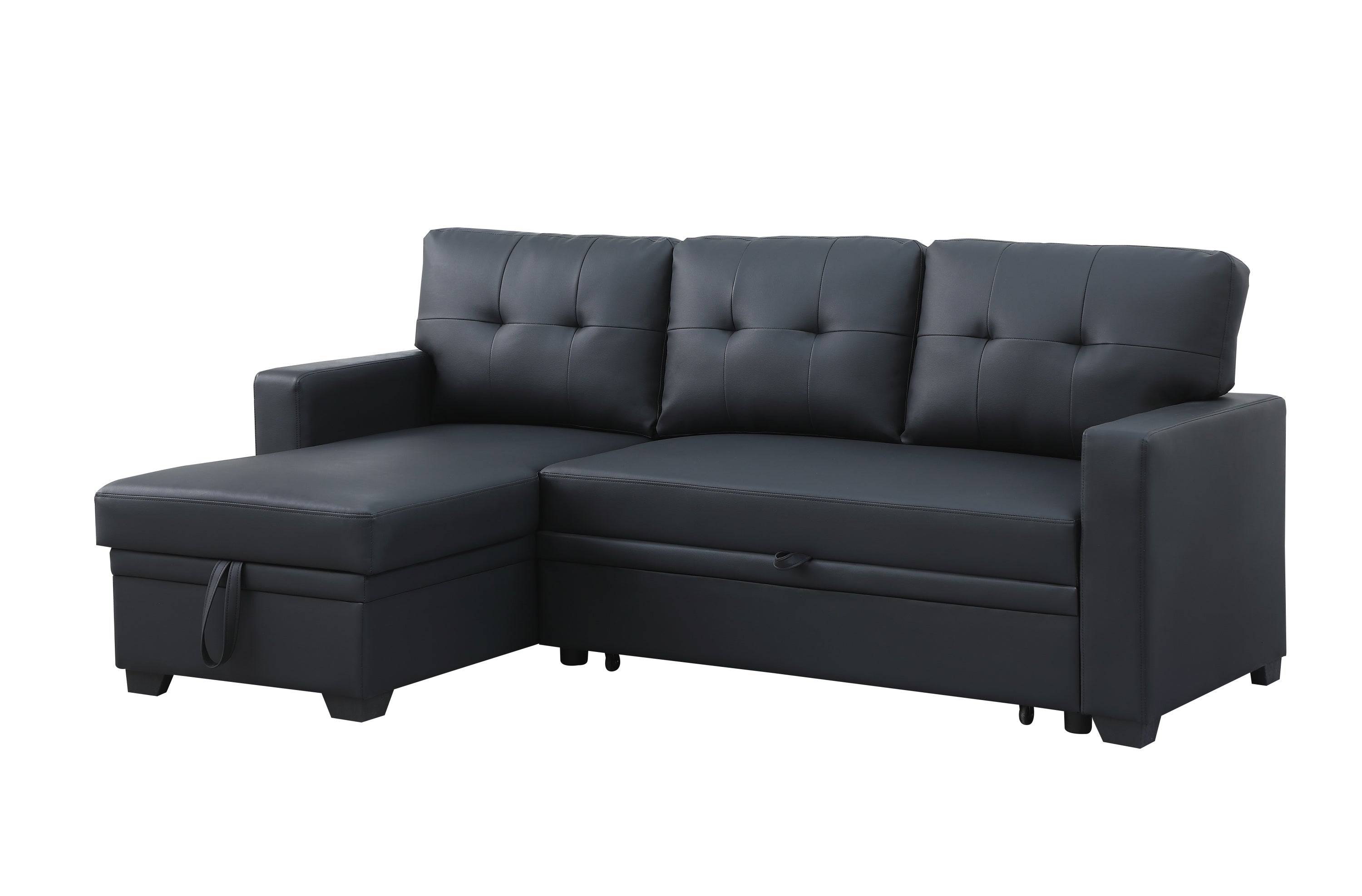 Upholstered Pull out Sectional Sofa with Chaise - Grand Goldman Shop