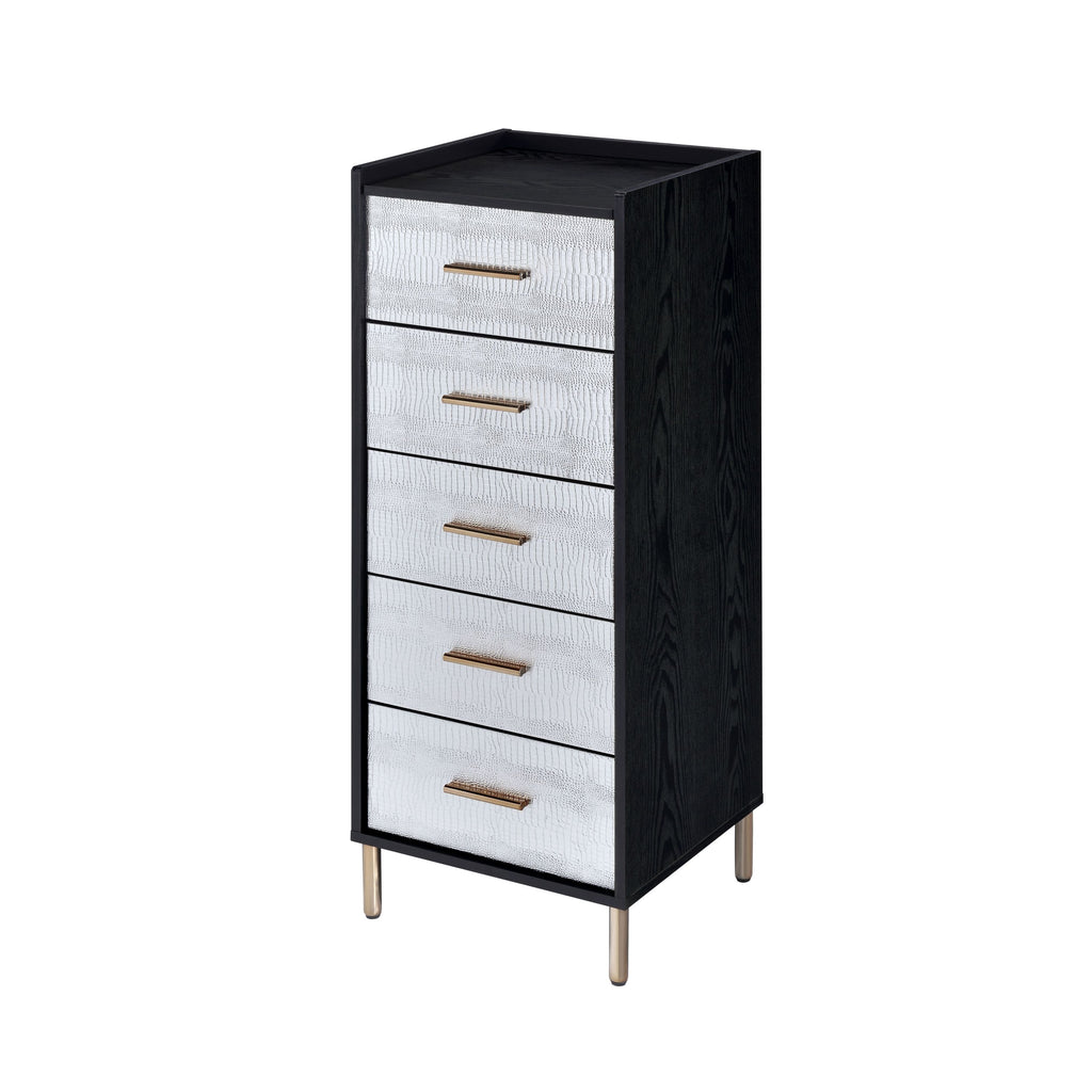 Myles Black, Silver & Gold Finish Jewelry Armoire - Grand Goldman Shop