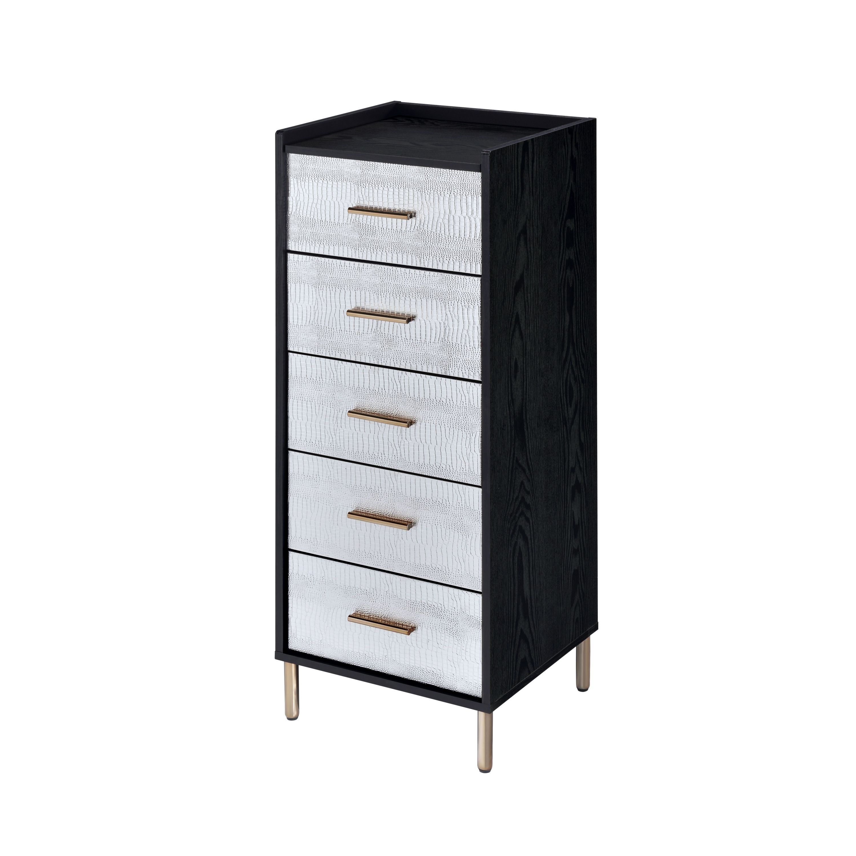 Myles Black, Silver & Gold Finish Jewelry Armoire - Grand Goldman Shop