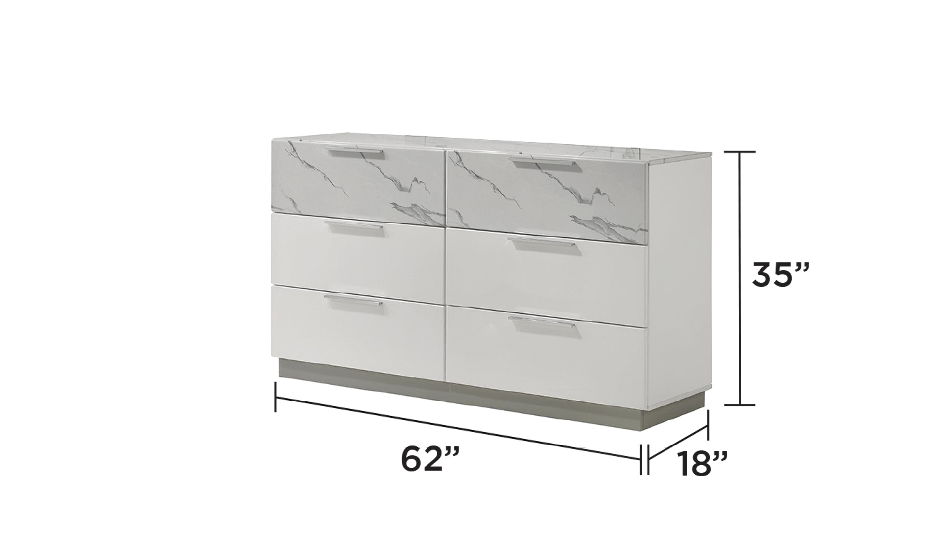 Mist Queen 4-Piece Set – Two-Tone High-Gloss Marble & Lacquer Finish with LED Lighting White - Grand Goldman Shop