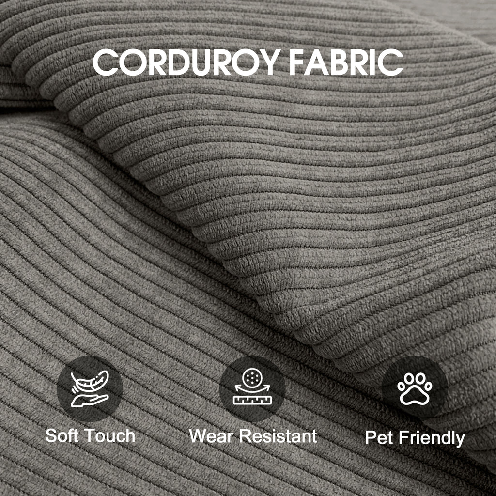 78.8' Compression Sofa,Convertible Floor Sofa Bed-with Pillow Back Support Armrest,Comfy Futon Couch Sleeper Bed,Loveseats Boneless Modular Sectional Sofa,Corduroy fabric,for Living Room,Bedroom,Grey - Grand Goldman Shop