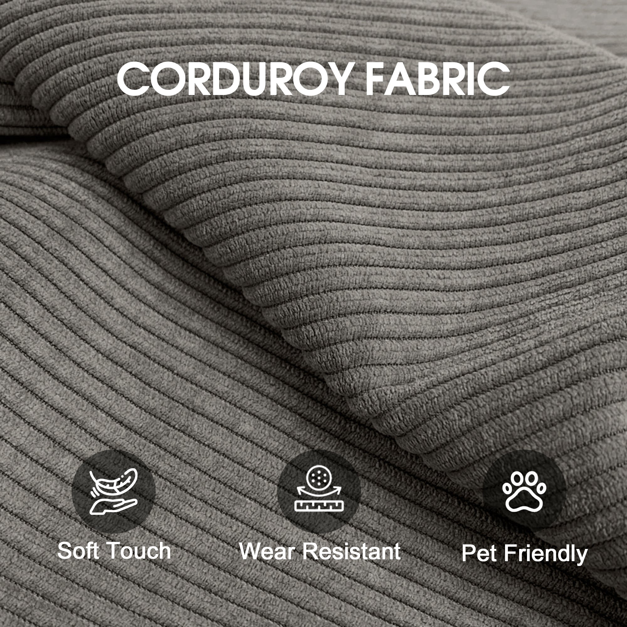 78.8' Compression Sofa,Convertible Floor Sofa Bed-with Pillow Back Support Armrest,Comfy Futon Couch Sleeper Bed,Loveseats Boneless Modular Sectional Sofa,Corduroy fabric,for Living Room,Bedroom,Grey - Grand Goldman Shop