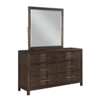 KENZO Modern King 5-Piece Storage Bedroom Set in Walnut Finish with LED Headboard, Bluetooth Speakers, USB Ports, Dresser, Mirror, Nightstand and Chest - Grand Goldman Shop