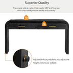 TREXM Unique Retro Silhouette Console Table with Open Style, Two Top Drawers for Entrance, Dinning Room, Living Room (Antique Black) - Grand Goldman Shop