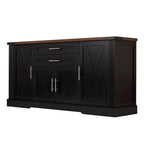 Black Farmhouse Barn Door Storage Cabinet with 2 Drawers & Door Rack, Adjustable Shelves, MDF Construction, 63.11' L x 15.75' W x 32.09' H - Grand Goldman Shop
