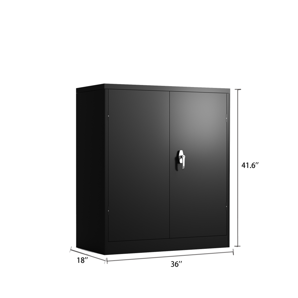 Metal Storage Cabinet with 2 Doors and 2 Shelves, Lockable Steel Storage Cabinet for Office, Garage, Warehouse | Premium Home