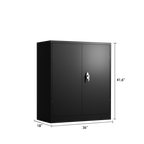 Metal Storage Cabinet with 2 Doors and 2 Shelves, Lockable Steel Storage Cabinet for Office, Garage, Warehouse | Premium Home