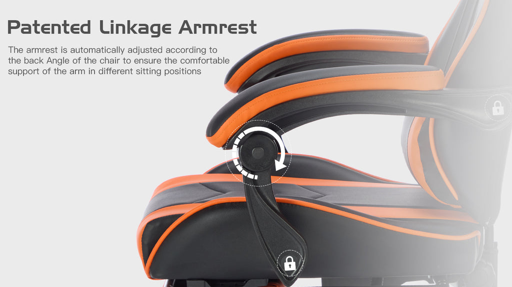 Gaming Chair with Footrest, Ergonomic Computer Chair with Headrest and Lumbar Support, Breathable Material Height Adjustable 