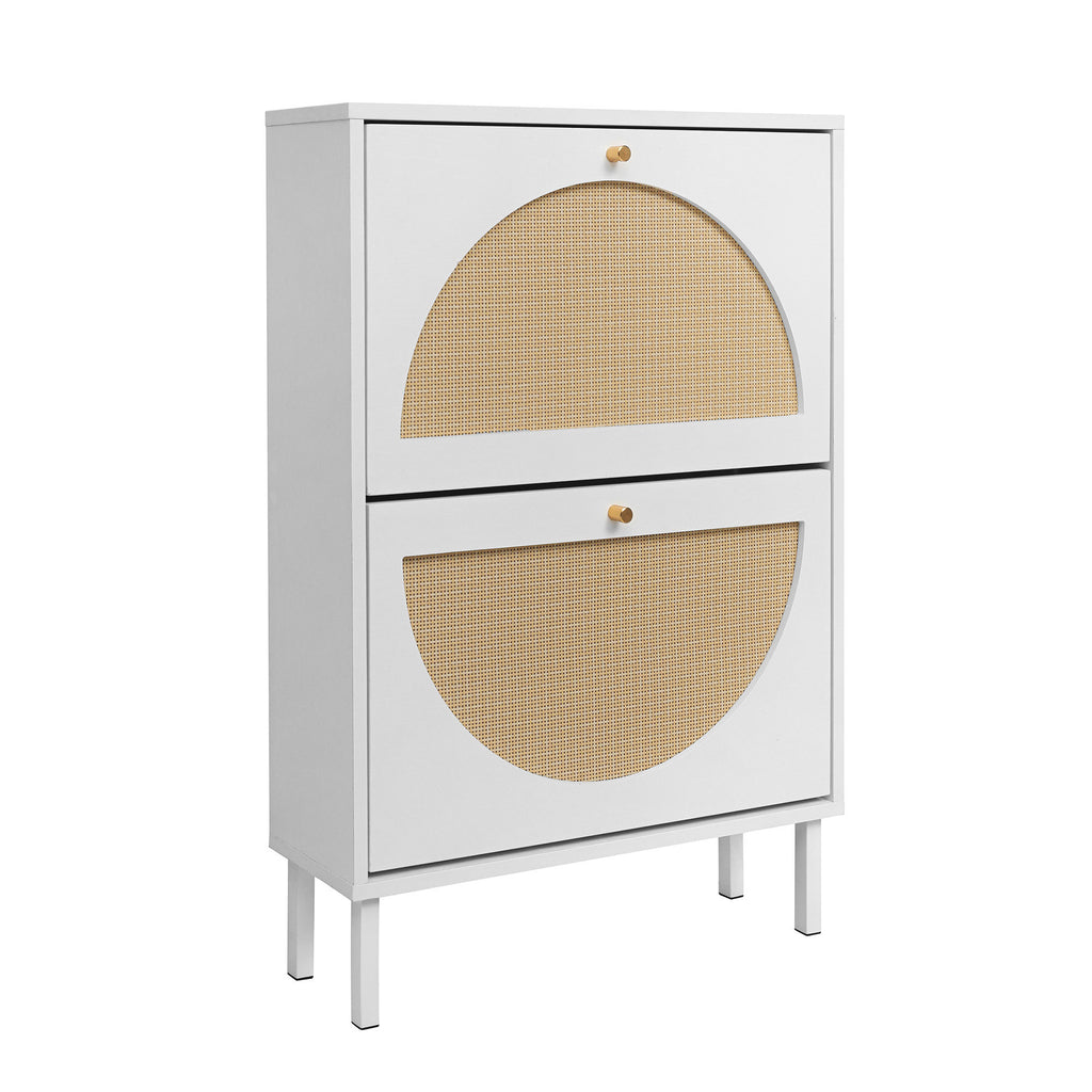 2 Door Shoe Rack, Rattan, Double Layer, Suitable for Living Room, Hallway - Grand Goldman Shop