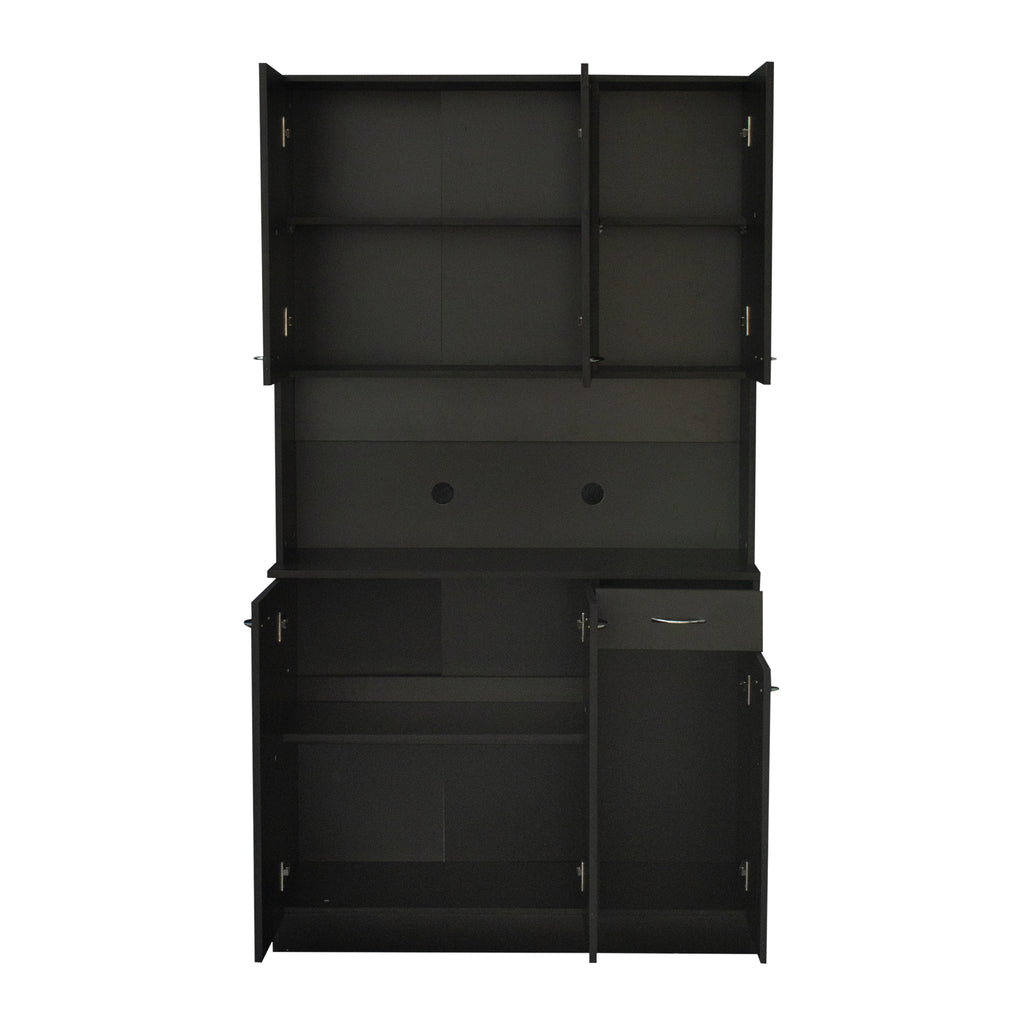 70.87' Tall Wardrobe& Kitchen Cabinet, with 6-Doors, 1-Open Shelves and 1-Drawer for bedroom,Black - Grand Goldman Shop