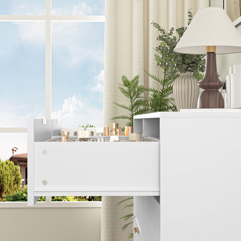 Modern 8 Drawers Dresser Chests for Bedroom,47.2' Wide Wood Chest of Drawers with Gold Metal Handle,Drawer Organizer for Bedroom,Living Room,Hallway and Entryway,White - Grand Goldman Shop