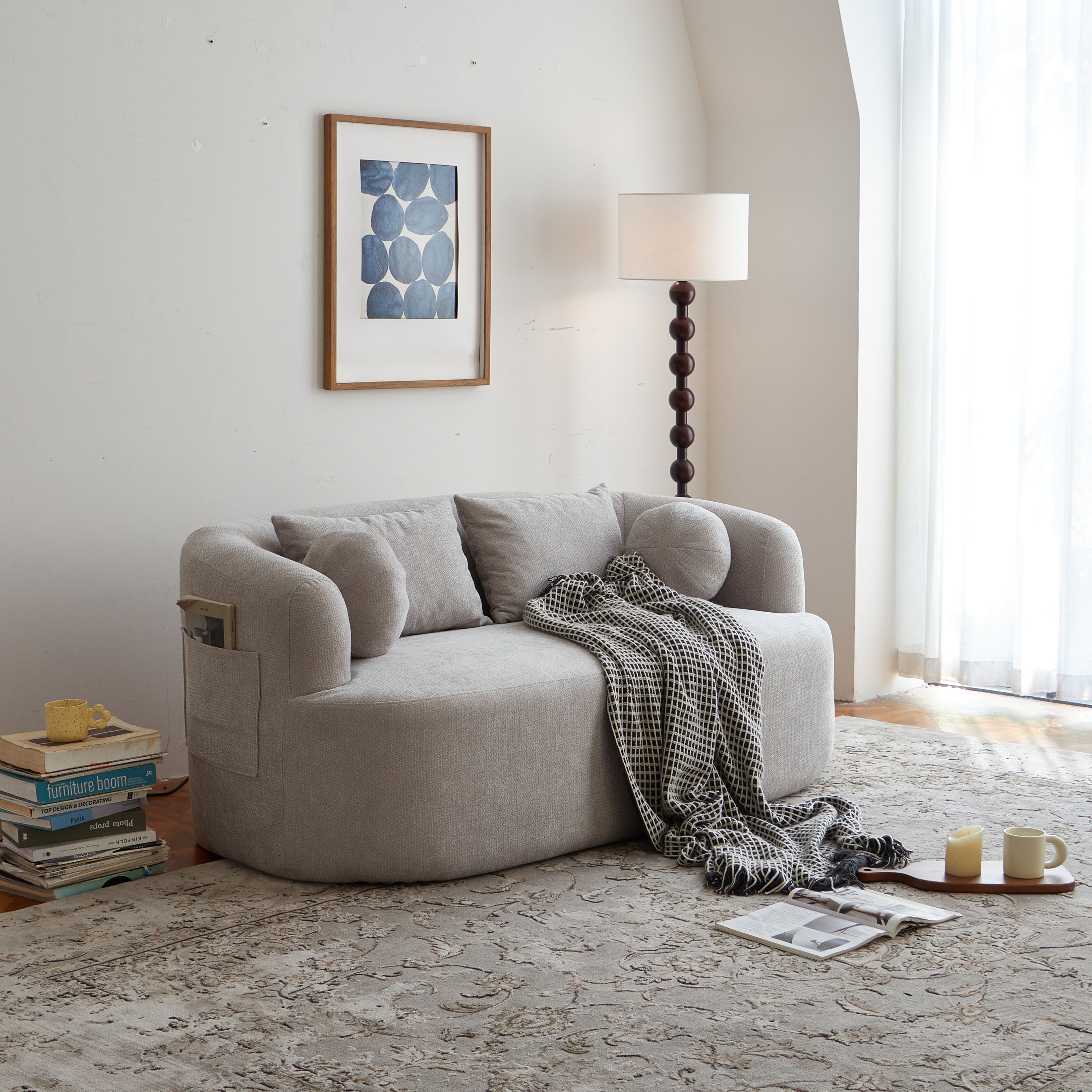 Sofa-in-a-Box, Memory Foam 2-Seater Couch, No Installation & Easy to Transport, Deep Seat Modern Sofa with chenille Fabric, Couch for Living Room, Bedroom, Apartment, Home Office,Gray - Grand Goldman Shop