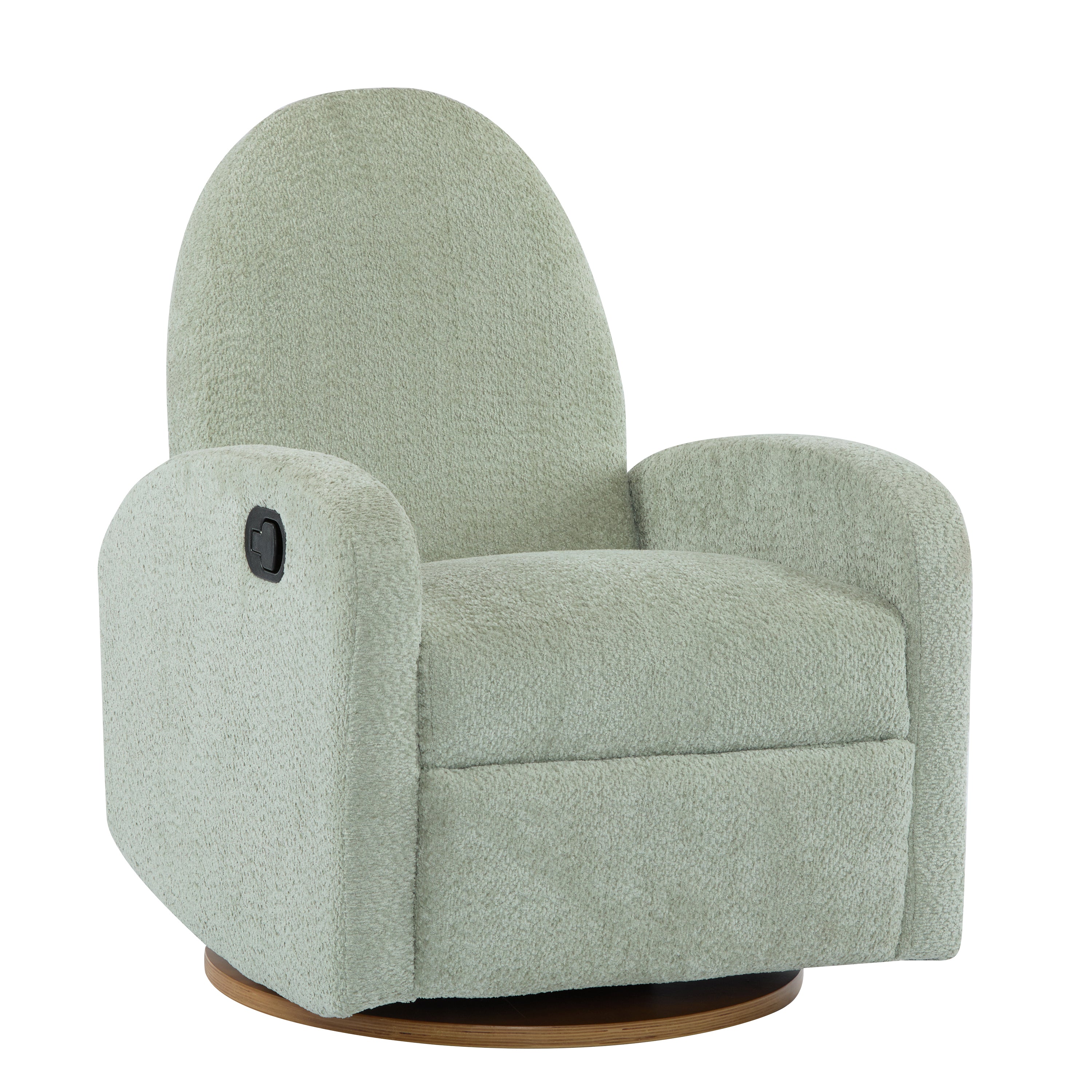 Modern 360 Swivel and Glider Recliner Chair in Light Green Boucle with Solid Wood Base - Grand Goldman Shop