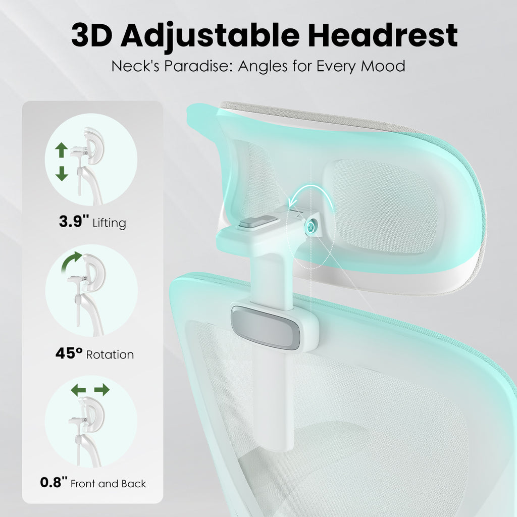 Ergonomic Office Chair, Home Office Desk Chair with Headrest, High Back Computer Chair with Armrests and Adjustable Lumbar Su
