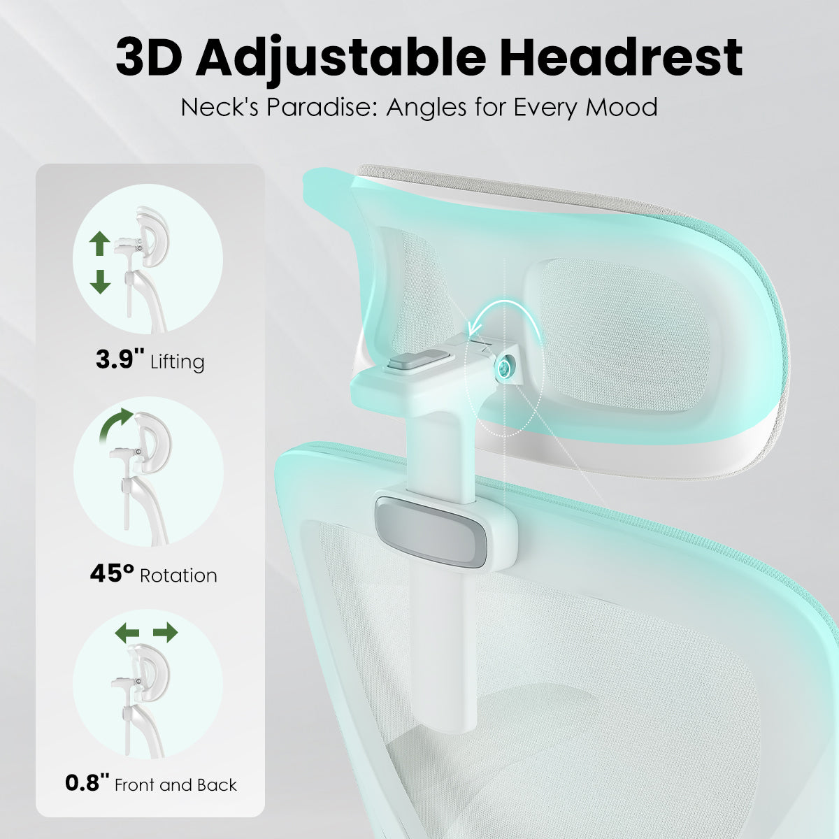 Ergonomic Office Chair, Home Office Desk Chair with Headrest, High Back Computer Chair with Armrests and Adjustable Lumbar Su