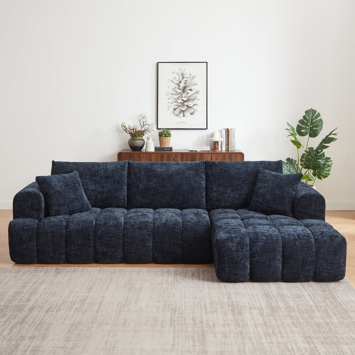 Chenille L-Shape Luxury Sectional Oversized Sofa,Mnimalist Design,Comfy Sleeper Couch for Living Room,Apartment&Reception Spaces,No Assembly Required - Grand Goldman Shop