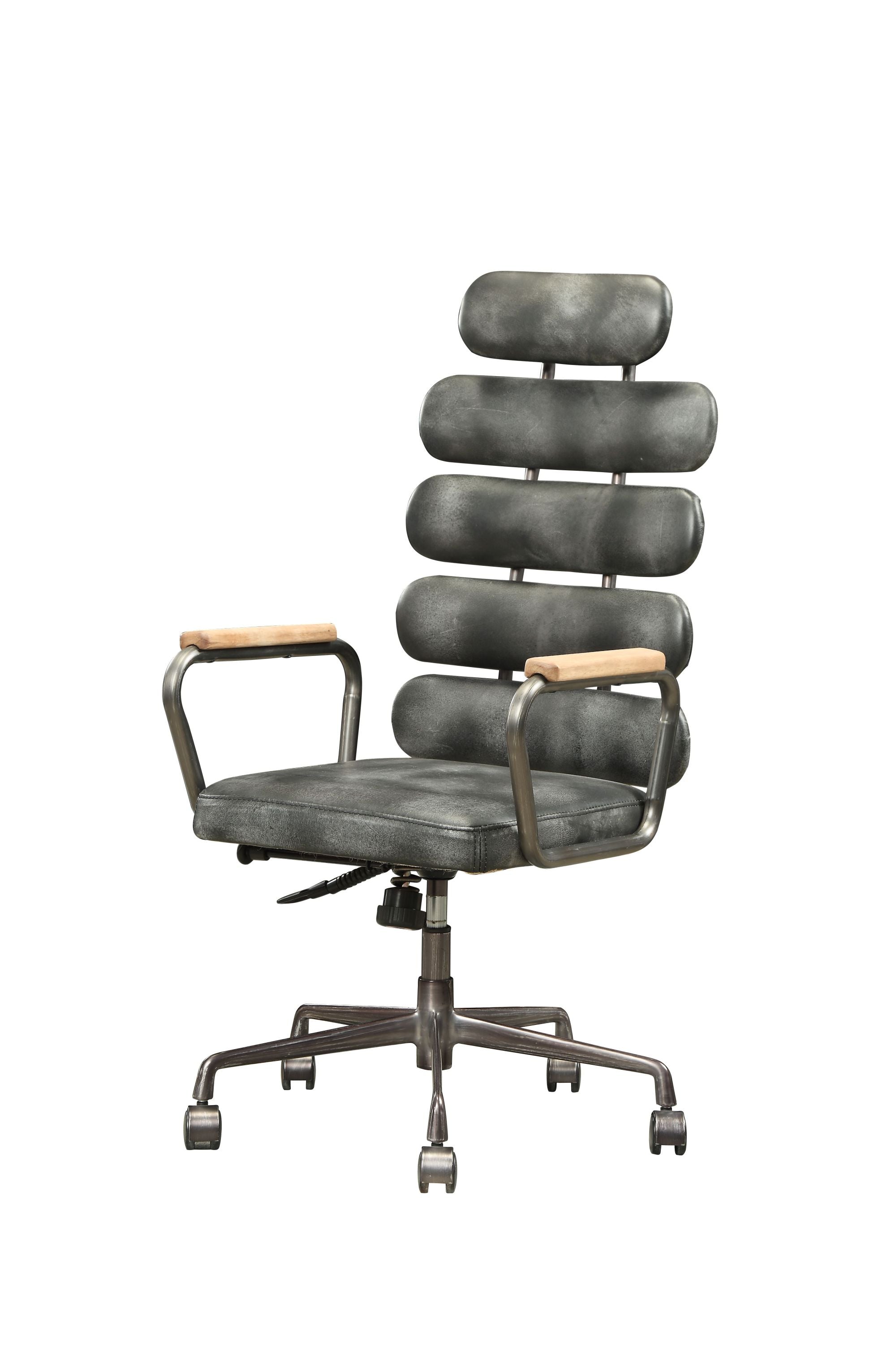 Calan Vintage Black Top Grain Leather Office Chair - Grand Goldman