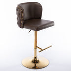 A&A Furniture,Swivel Barstools Adjusatble Seat Height, Modern PU Upholstered Bar Stools with  the whole Back Tufted, for Home Pub and Kitchen Island（Brown, Set of 2） - Grand Goldman Shop
