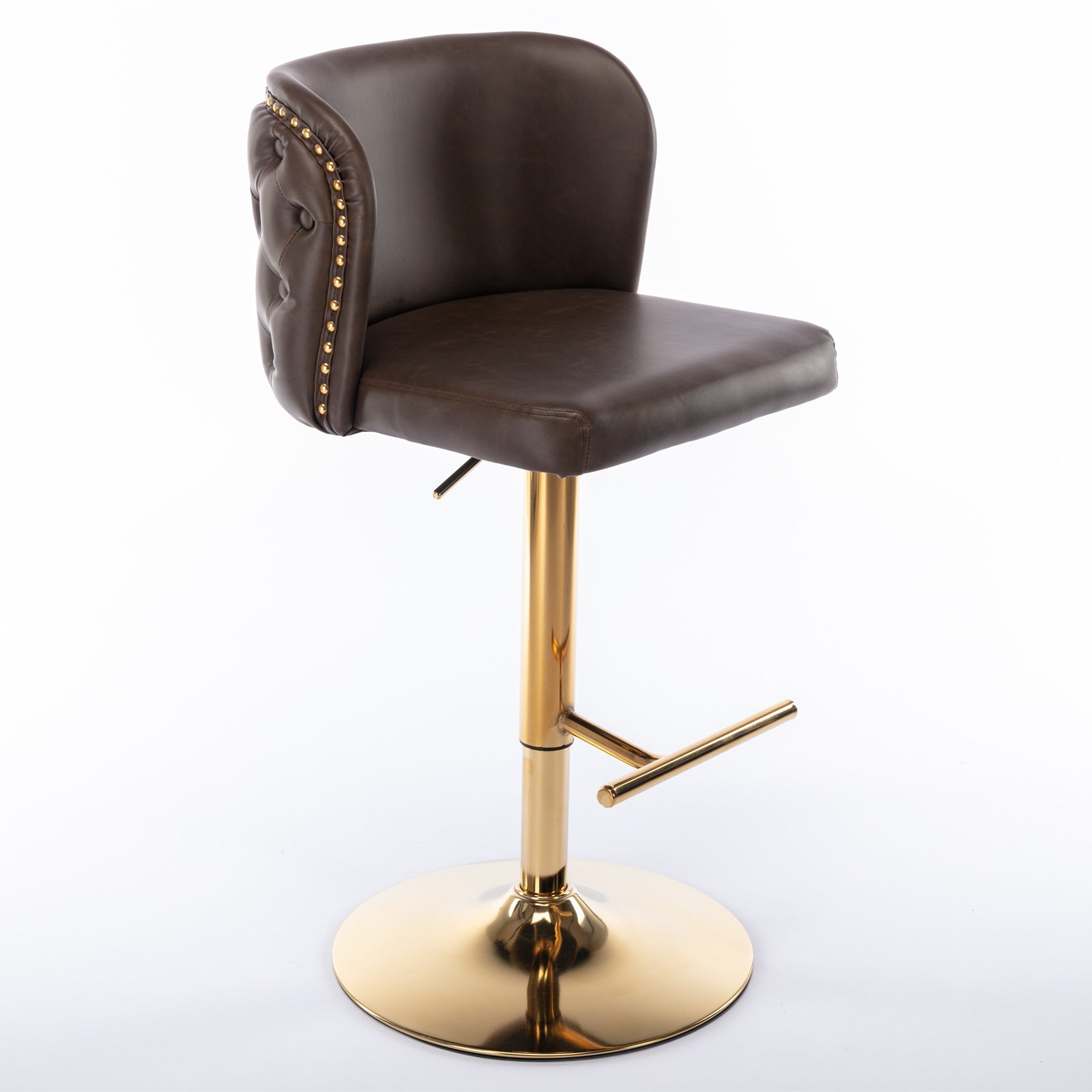 A&A Furniture,Swivel Barstools Adjusatble Seat Height, Modern PU Upholstered Bar Stools with  the whole Back Tufted, for Home Pub and Kitchen Island（Brown, Set of 2） - Grand Goldman Shop