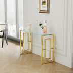 Console Table Stainless Steel Glass,Meal side table Golden Clear  bs-02 - Grand Goldman Shop