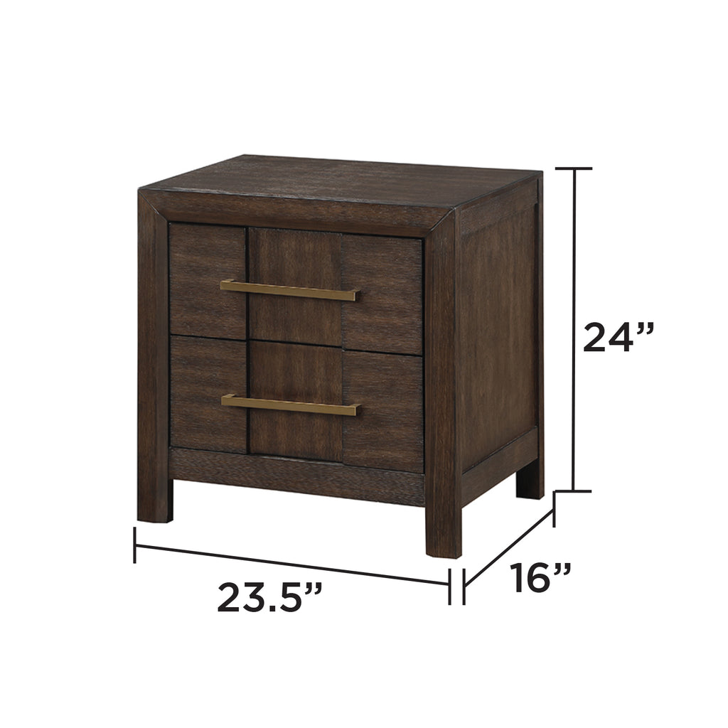 KENZO Modern King 5-Piece Storage Bedroom Set in Walnut Finish with LED Headboard, Bluetooth Speakers, USB Ports, Dresser, Mirror, Nightstand and Chest - Grand Goldman Shop