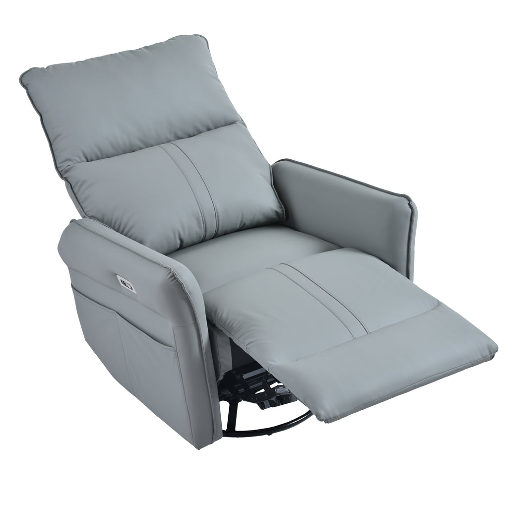 Power Swivel Rocker Recliner Chair for Adults, 270° Swivel Rocking Recliner Chair,Electric Small Recliners for Small Spaces, Single Sofa Recliner for Living Room, Bedroom,RV (Blue-gray+270° Swivel) - Grand Goldman Shop