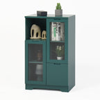 Modern MDF Painted Cabinet with Glass Doors and Drawer, Green, Bedroom Living Room Storage - Grand Goldman Shop