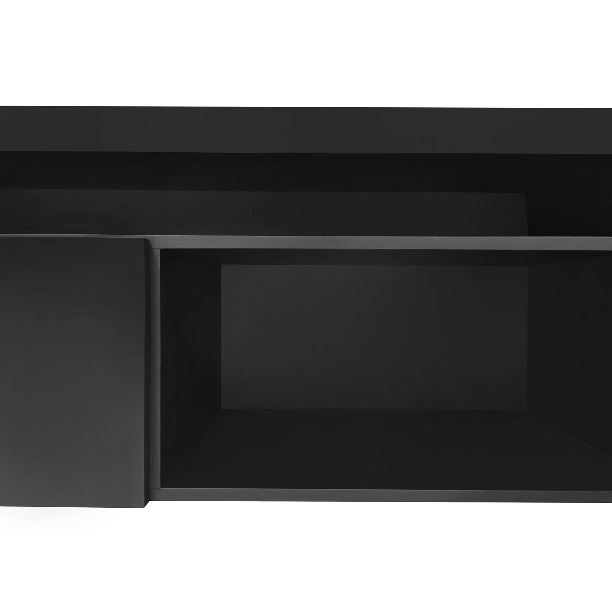 Unique Design TV Stand with 2 Glass Shelves, Ample Storage Space Media Console for TVs Up to 105', Versatile TV Cabinet with LED Color Changing Lights for Living Room, Black (OLD SKU: WF314584AAB) - Grand Goldman Shop
