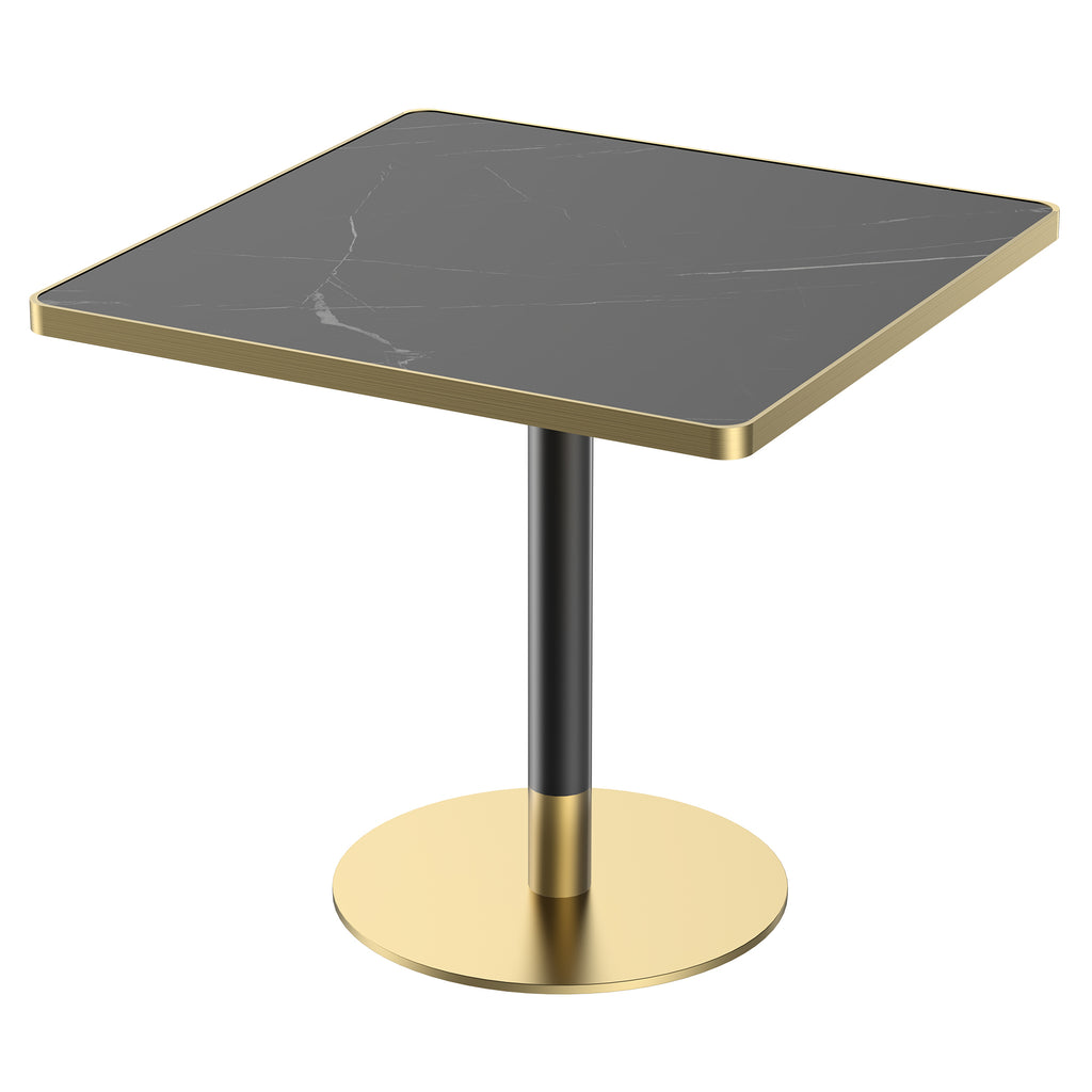 31.5' Square Modern Tulip Dining Table, Sintered Stone Tabletop with Luxury Faux Marble Print, Stainless Steel Bracket Base, Scratch & Wear Resistant, Waterproof Surface, Ideal for Indoor & Outdoor Us - Grand Goldman Shop