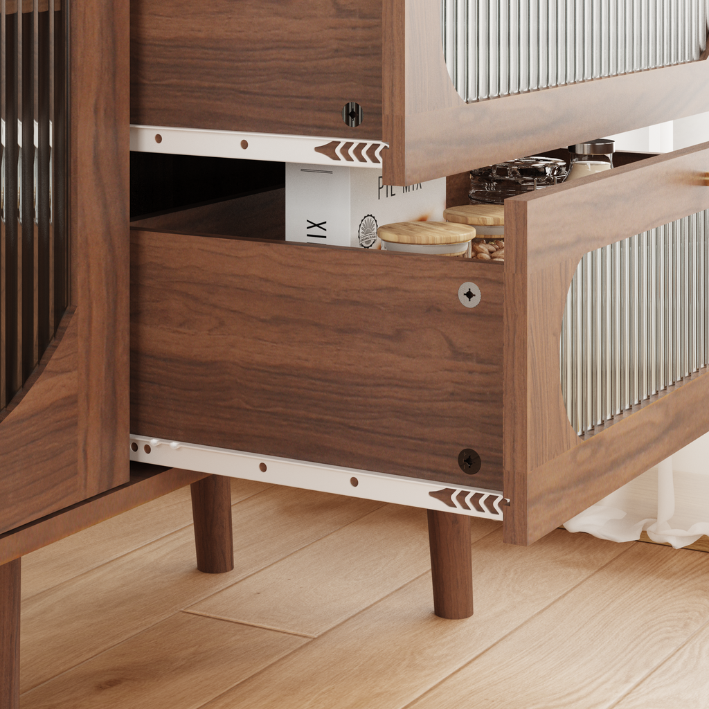Accent Cabinet with 3 Drawers and Door, Wooden Storage Cabinet with Shelves, Sideboard for Living Room, Entryway, Natural - Grand Goldman Shop