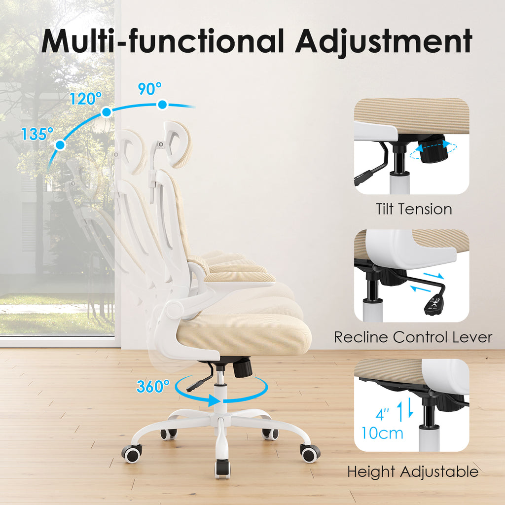 Ergonomic Office Chair, Desk Chair with Headrest and Lumbar Support, High Back Swivel Home Office Chair with Headrest for Hom
