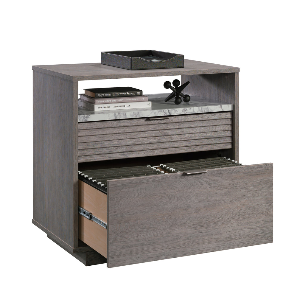 Lateral File with Two Drawers, Medium Gray finish | Premium Home Decor - Grand Goldman