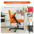 Orange Velvet Criss Cross Armrest Office Chair with Wheels - Stylish for Home Office, Gaming & Makeup - Grand Goldman