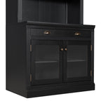 83.4'Tall Bookshelf Suite with LED Lighting, Modern Bookcases with Glass Doors and Drawers,2-Piece Set Storage Bookcase Suite