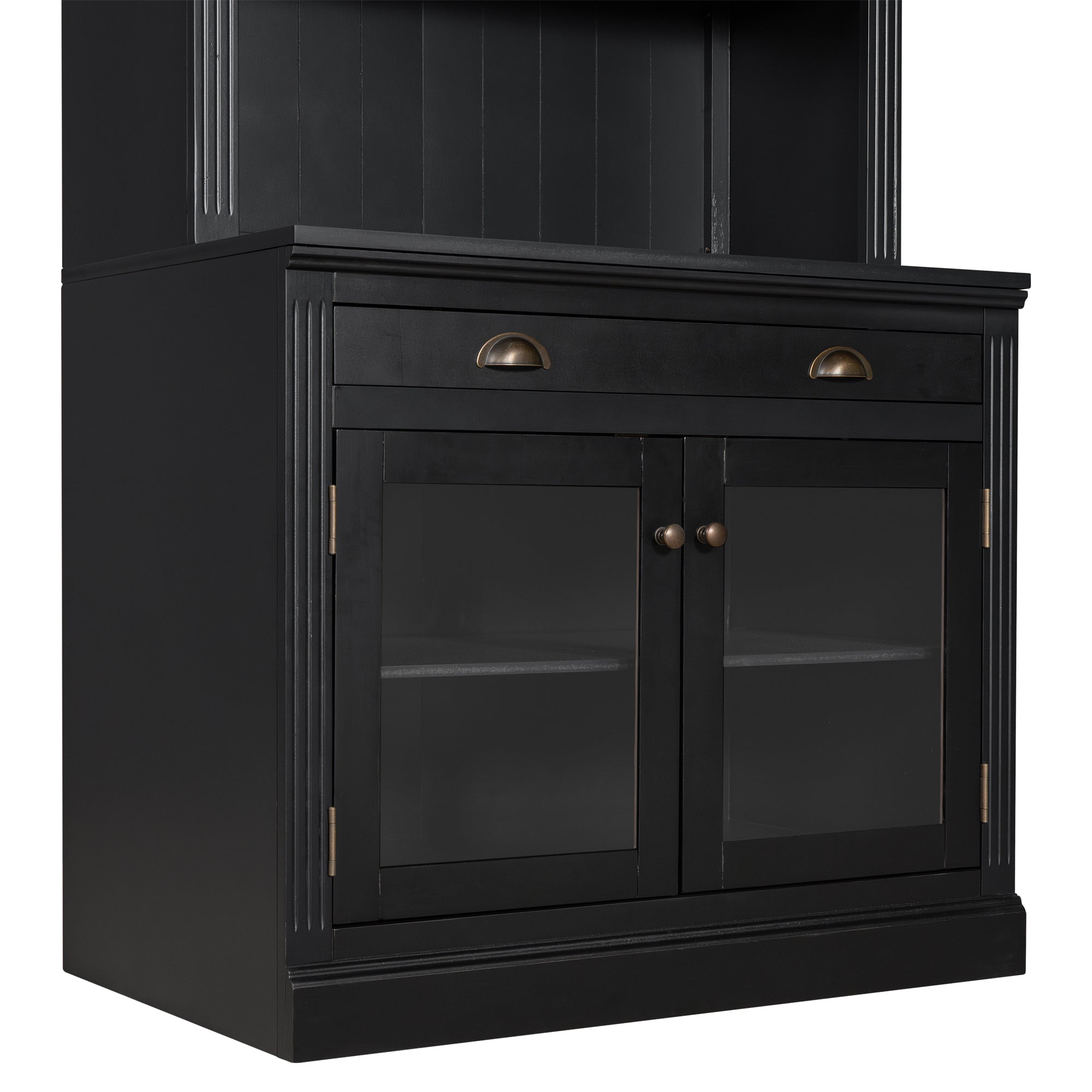 83.4'Tall Bookshelf Suite with LED Lighting, Modern Bookcases with Glass Doors and Drawers,2-Piece Set Storage Bookcase Suite