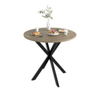 Modern 31.5 Inch Round Dining Table in Rustic Brown with Black Metal Legs, MDF Top for 2-4 People, Compact Kitchen or Dining Room Table - Grand Goldman Shop