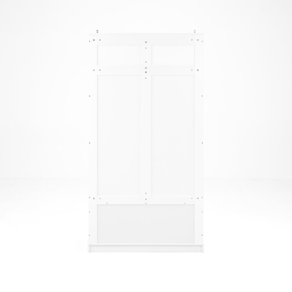 Entryway Bench with Standing Coat Rack, Hall Tree with Shoe Storage Bench, Entryway Organizer with 5 Hooks, White - Grand Goldman Shop