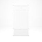 Entryway Bench with Standing Coat Rack, Hall Tree with Shoe Storage Bench, Entryway Organizer with 5 Hooks, White - Grand Goldman Shop