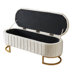 Elegant Upholstered Velvet Storage Ottoman with Button-Tufted,Storage Bench with Metal Legs for Bedroom,Living Room,Fully Assembled Except Legs,Beige - Grand Goldman Shop