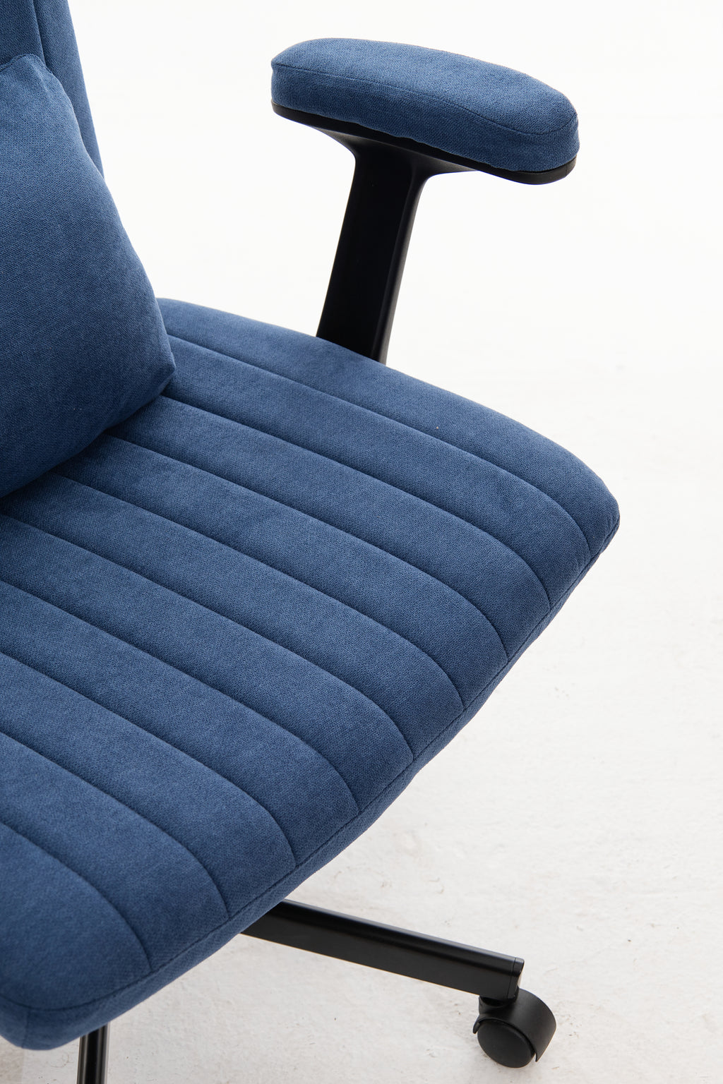 Modern Linen Blue Criss Cross Armrest Office Chair with Foldable Design, Soft Velvet Fabric, 36.6-Inch Height | Premium Home 