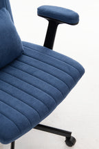 Modern Linen Blue Criss Cross Armrest Office Chair with Foldable Design, Soft Velvet Fabric, 36.6-Inch Height | Premium Home 