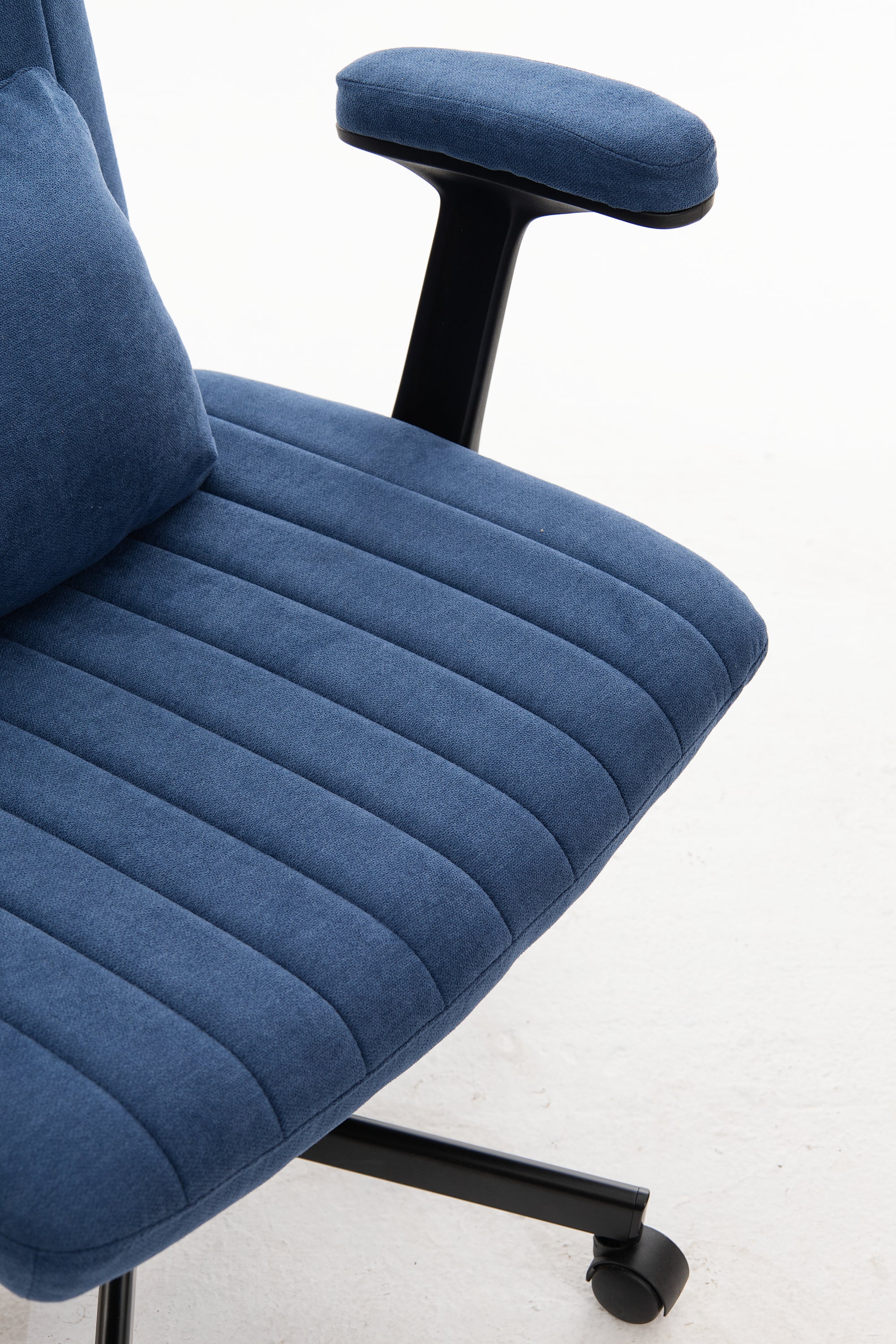 Modern Linen Blue Criss Cross Armrest Office Chair with Foldable Design, Soft Velvet Fabric, 36.6-Inch Height | Premium Home 