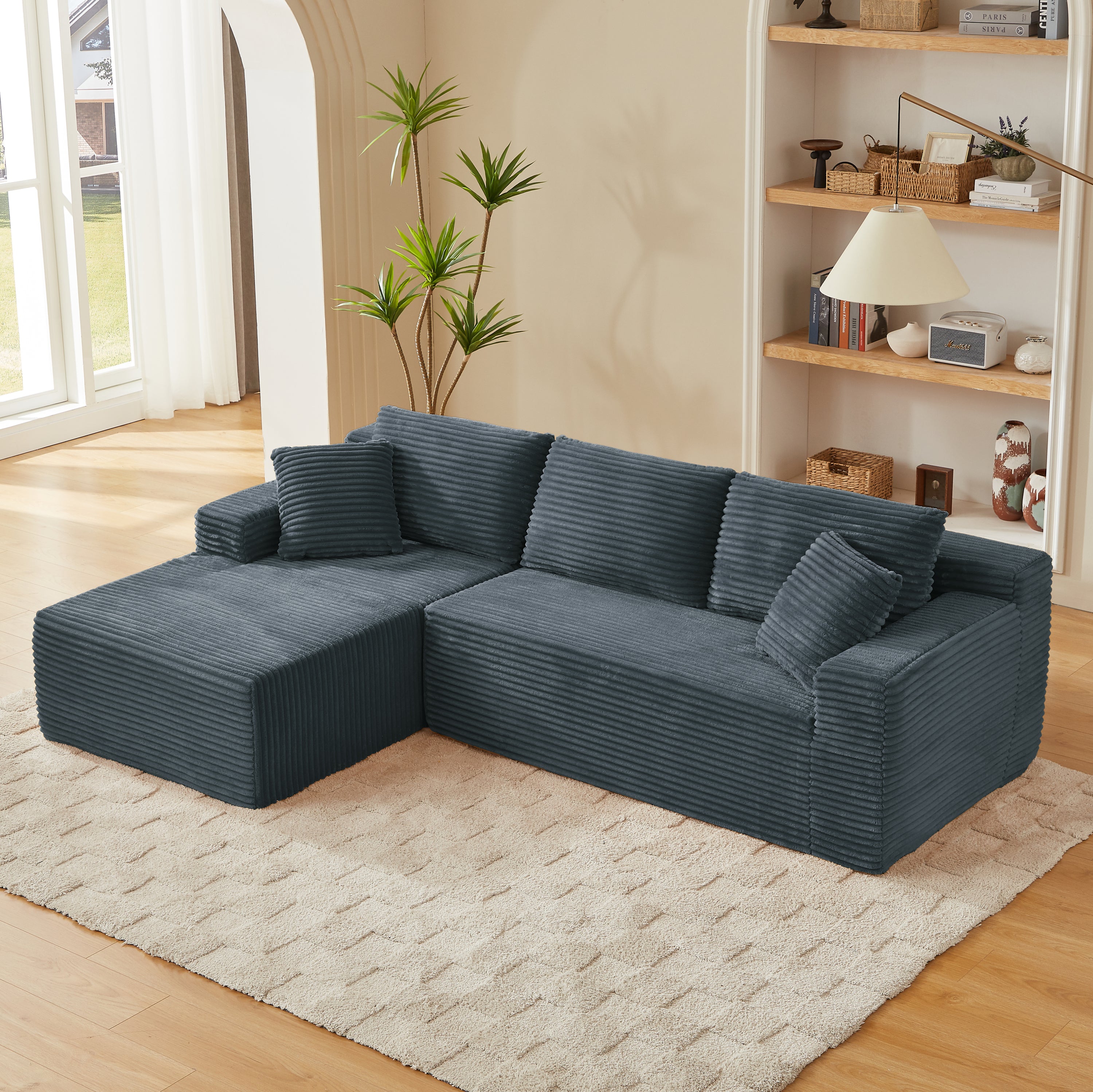 L-Shaped Cloud Sectional Sofa with Deep Seat,No Assembly Required,Modular Couches Sleeper for Living Room,Bedroom,Apartment,Dark Grey - Grand Goldman Shop