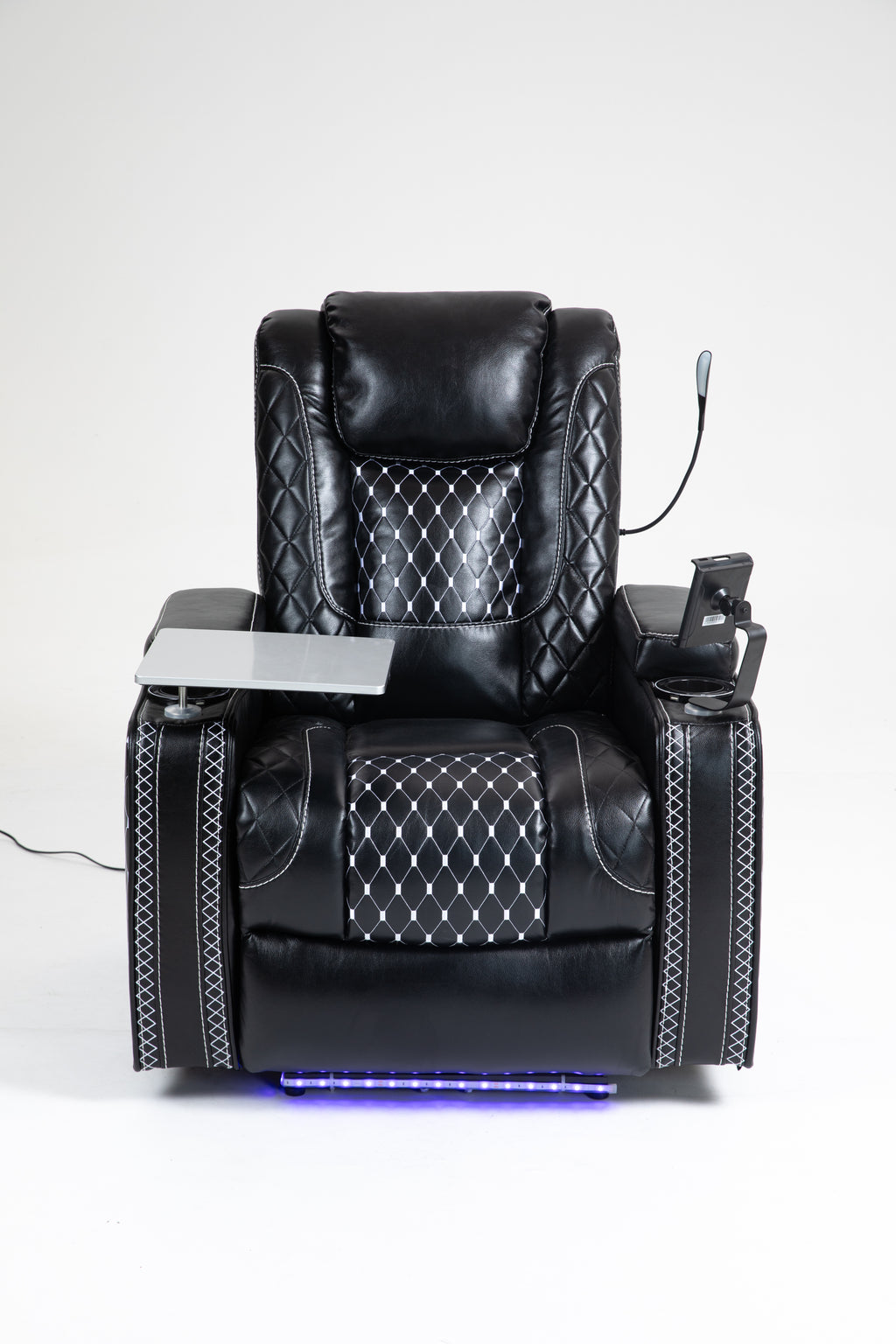 Power Zero Gravity Recliner with Multifunctional Features - Storage Armrest & Cup Holder - Laptop Table & Phone Holder- Reading Light & LED - Infinite Position Recline for Living Room & Office - Grand Goldman Shop