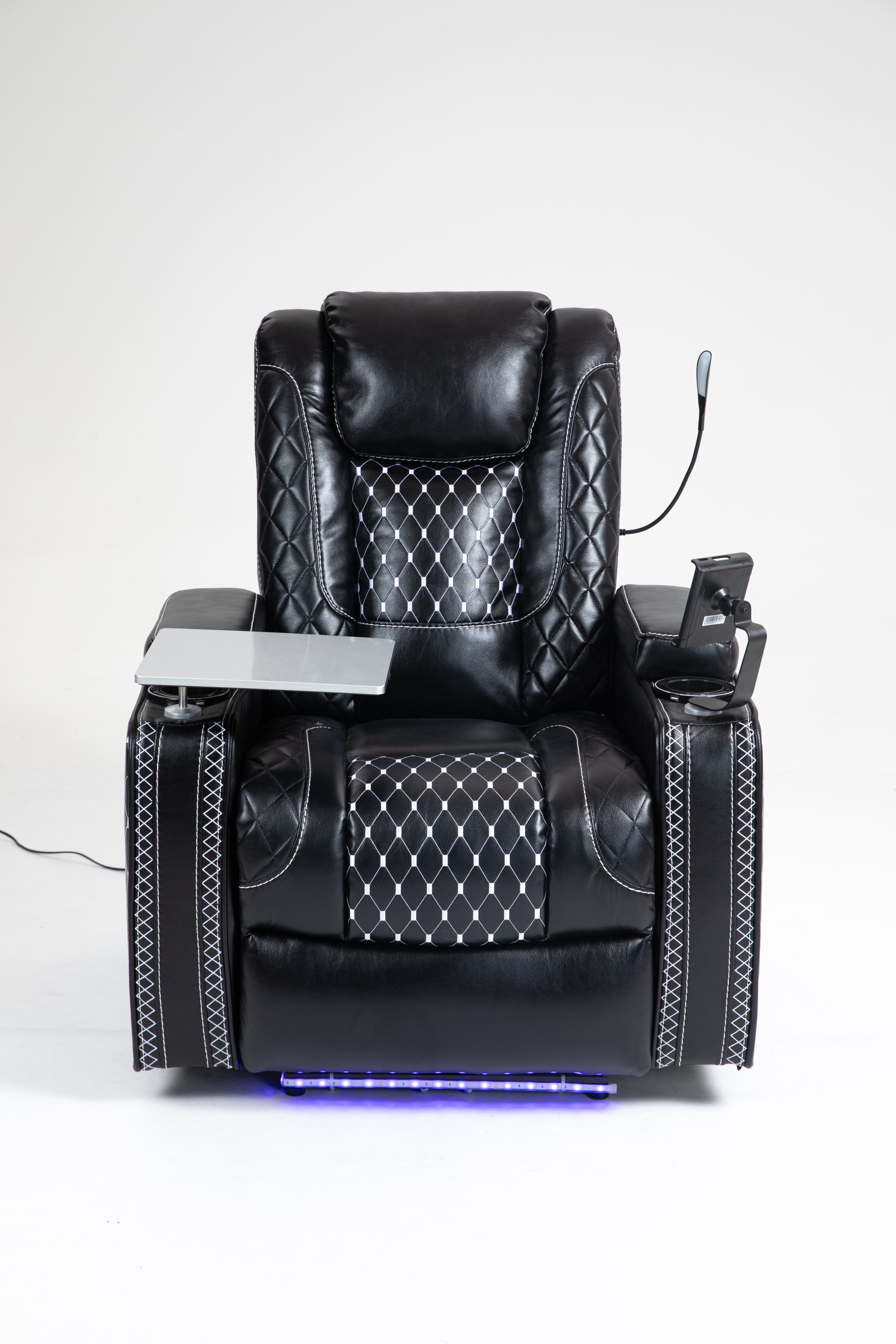 Power Zero Gravity Recliner with Multifunctional Features - Storage Armrest & Cup Holder - Laptop Table & Phone Holder- Reading Light & LED - Infinite Position Recline for Living Room & Office - Grand Goldman Shop
