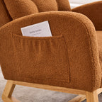 LY-5104 Caramel Accent Rocking  Chair with  Footrest High Back Rubber Wood Rocking Legs Bedroom Living Space   26.77D X 38.36W X 39.76H Inch - Grand Goldman Shop