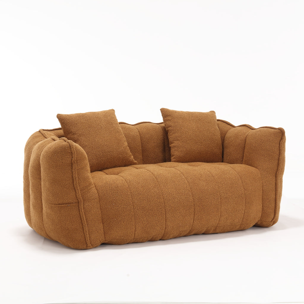 Cozy Beanbag Chair with High Resilience Foam Core for Two - Yellow Chenille, 66x35x25 inches - Grand Goldman Shop