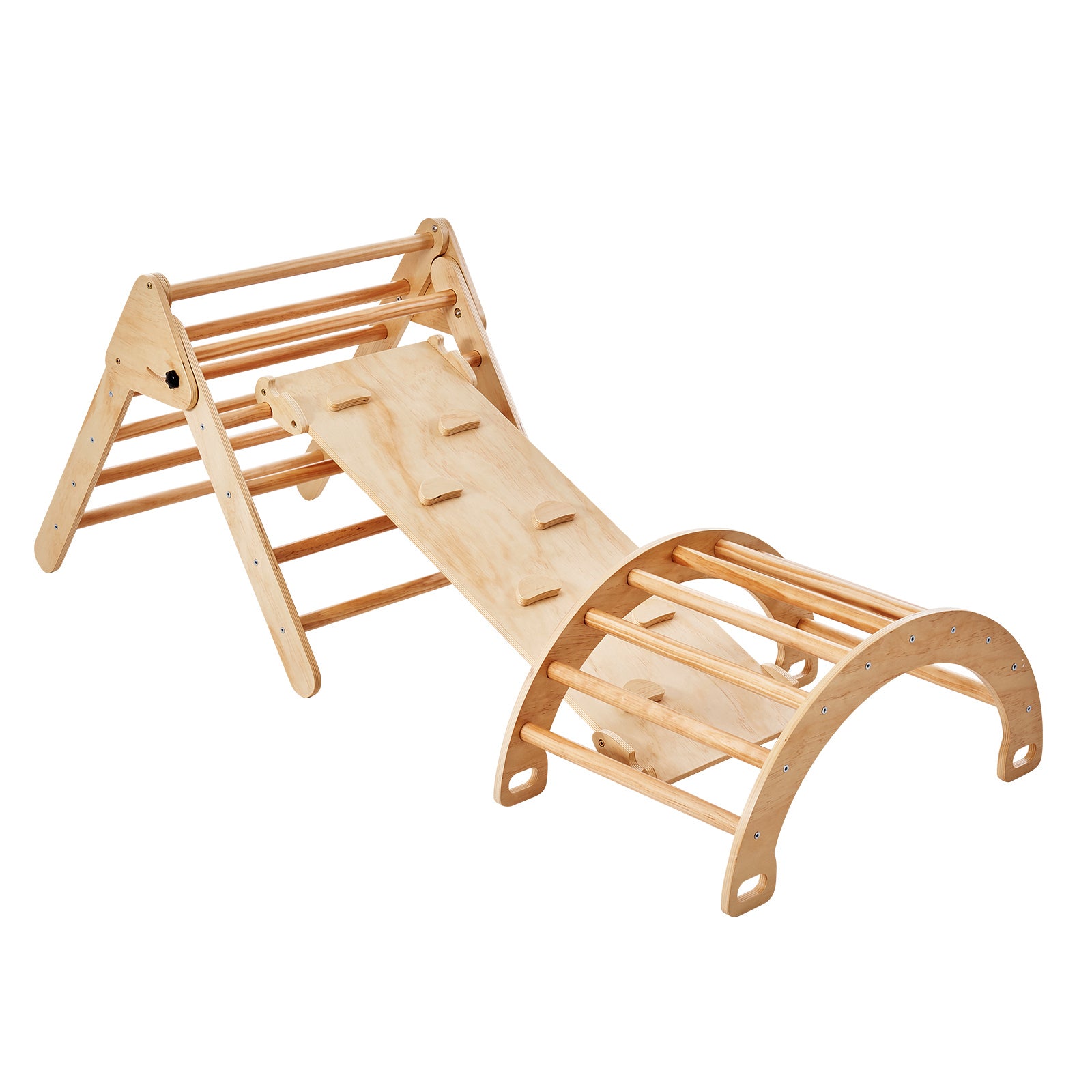 Pikler Triangle Set, 5 in 1 Toddler Climbing Toys Indoor Playground, Ramp, and Arch, Montessori Climbing Set with Triangle, L