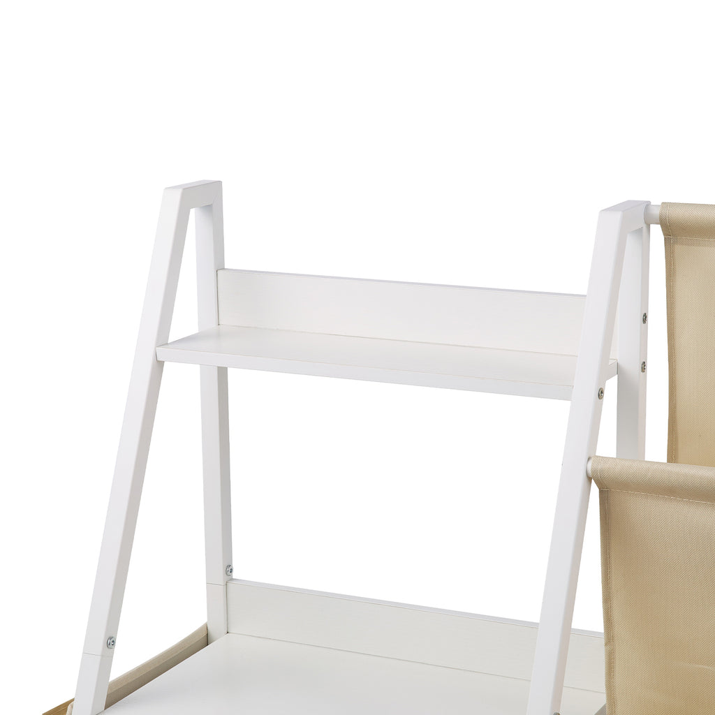 3-Tier Kids Bookshelf, Toy Storage Organizer for Toddler, Book Shelf for Kids Rooms with Sling Book Rack and Storage Bag, Kid